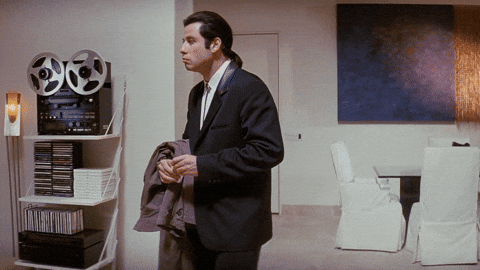 John Travolta in Pulp Fiction is confused
